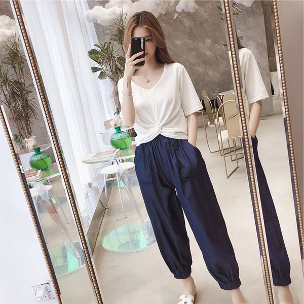 大码胖mm200斤2019新款时尚小个子显瘦束脚裤哈伦裤套装女两件套在类目 女装/女士精品, 大码女装中 - 来自Buy2taobao.com提供专业的淘宝代购服务