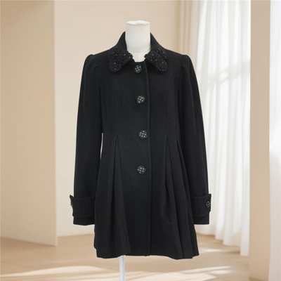 春秋女镶钻翻领单排扣显瘦外套