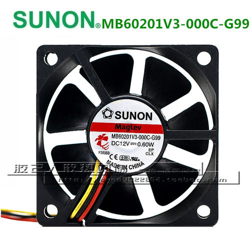 建准SUNON MB60201V3-000C-G99 6020 12V 0.60W 超静音散热风扇