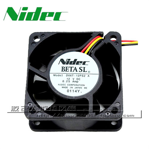 原装电产nidec D06T-12PS2A 12V 0.25A 6CM 6025双滚珠 散热风扇