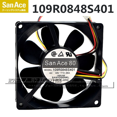 SANYO三洋 109R0848S401 48V 0.06A 8025 8cm厘米服务器散热风扇