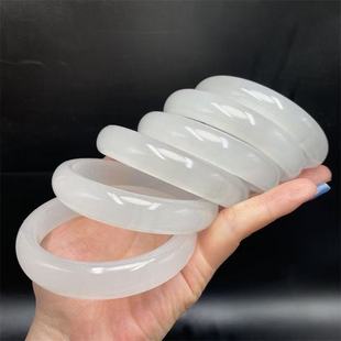 天然正品 玉手镯白玉白月光 玉手镯阿富汗白玉镯子女白色玉手镯窄版