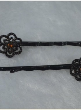 KB3花朵瓣粘钻 圆头不伤发长边夹波浪一字夹发夹刘海夹一对装