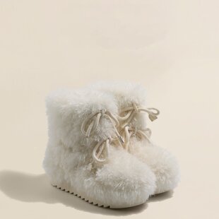 防滑短靴加绒加厚大棉鞋 2025年新款 毛毛雪地靴女冬季 6cm厚底时尚