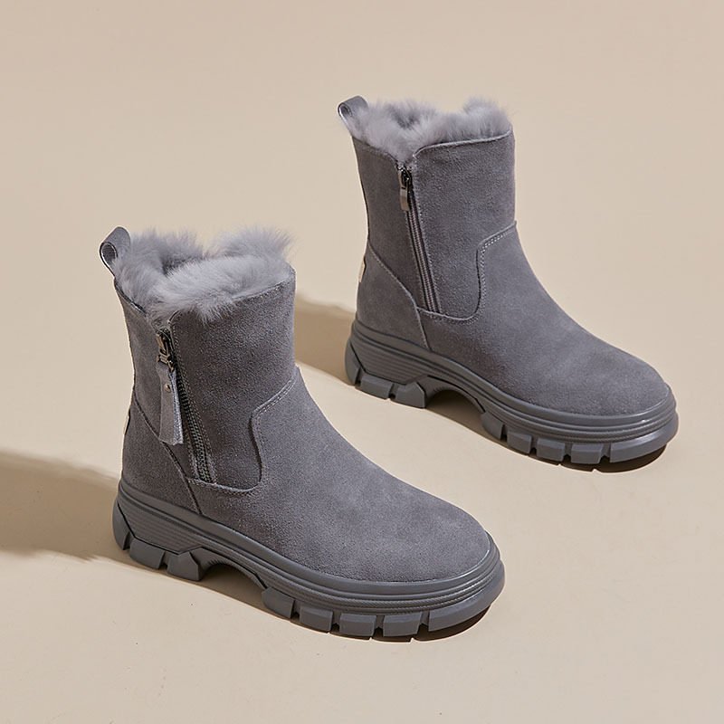 雪地靴女2025新款冬季厚棉保暖短靴休闲加绒户外棉靴真皮高帮,女鞋,时尚雪地靴,淘宝优惠券,粉丝福利购,淘宝优惠卷