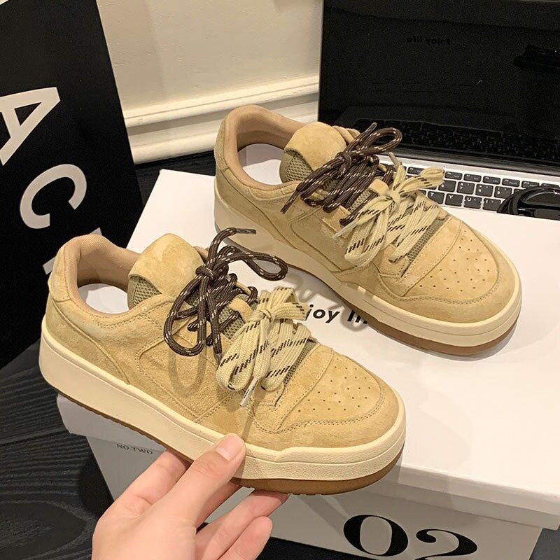 复古小众黄色德训板鞋女ins潮2026春季新款厚底百搭休闲运动鞋子