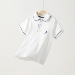 日系校服儿童短袖T恤白色学生POLO领打底衬衫男女孩童装上衣夏季