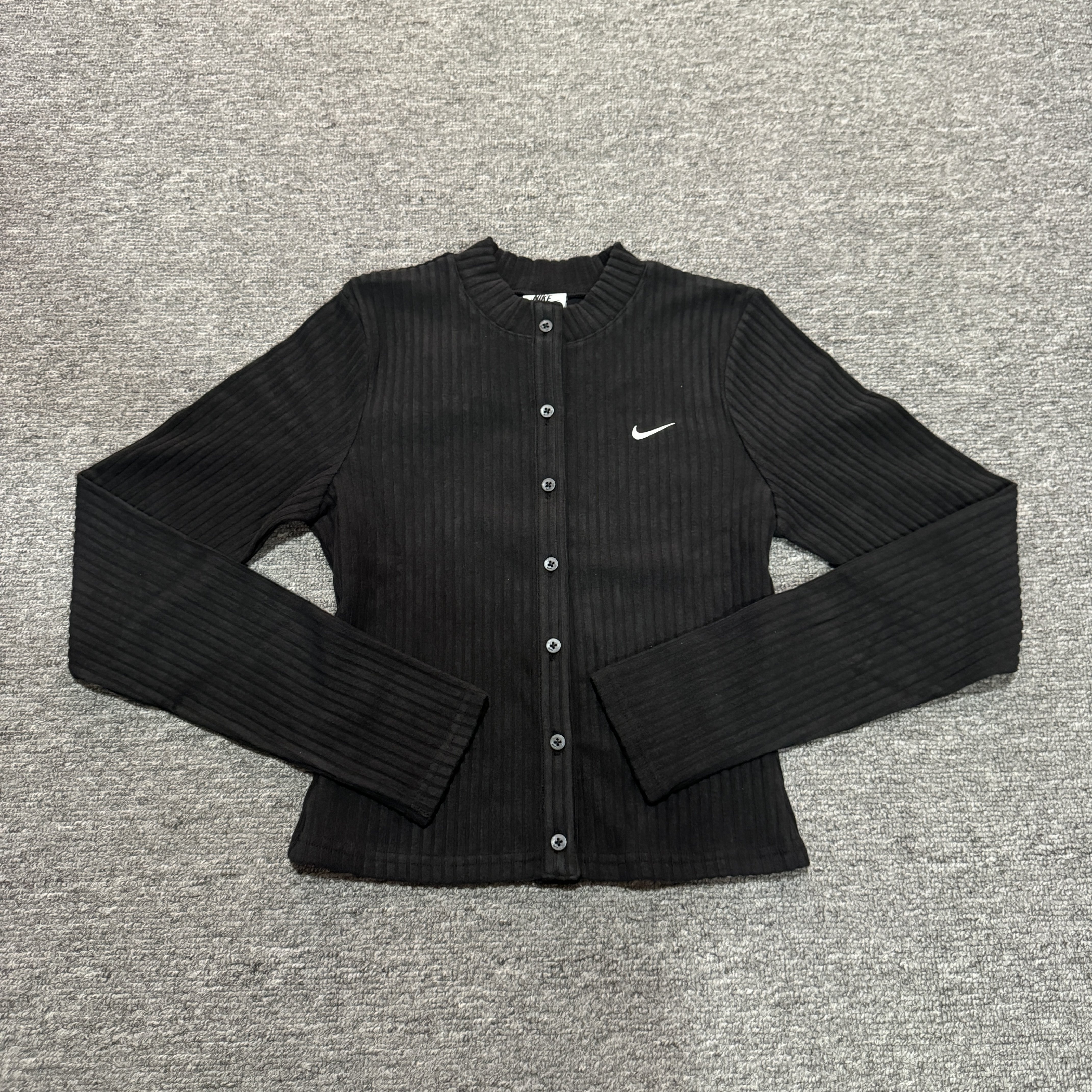 NIKE/耐克 女子罗纹修身短款薄绒针织开衫休闲夹克外套IF0235-010