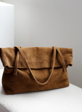 2025秋冬松弛慵懒通勤麂皮绒托特包大容量百搭手提单肩翻盖腋下包