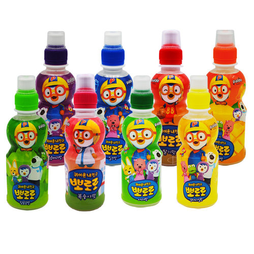 韩国进口pororo啵乐乐儿童果汁饮料啵啵乐草莓葡萄饮品235ml*24瓶