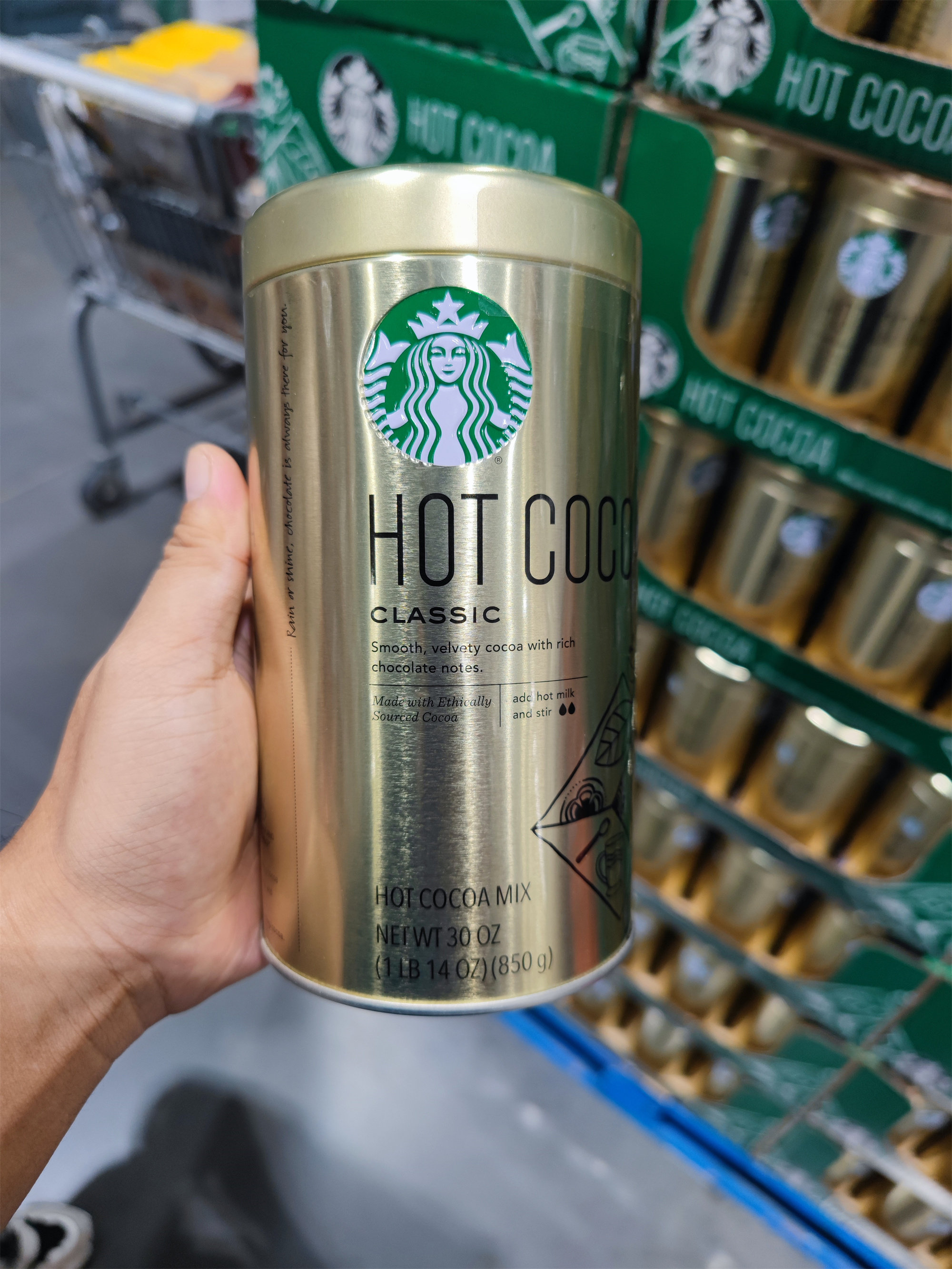 上海costco代购starbucks星巴克进口经典速溶可可粉850g饮品冲泡