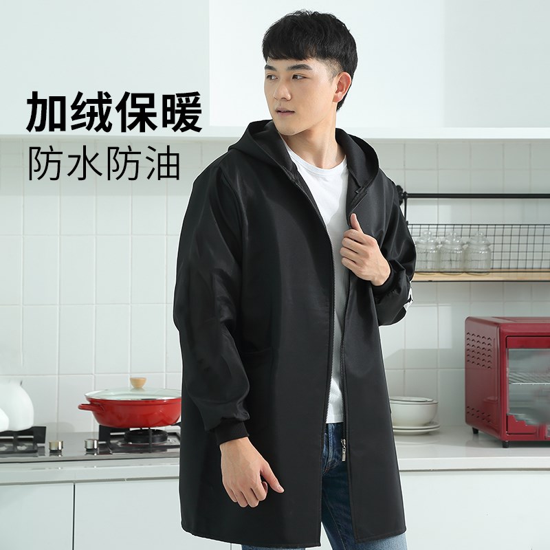 防脏防水罩衣男女长款加绒加厚工作服冬天羽绒服外套围裙搬运大褂
