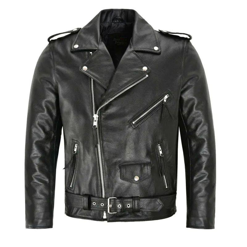 Casual lapel leather jacket for men男士休闲翻领皮衣外套图片