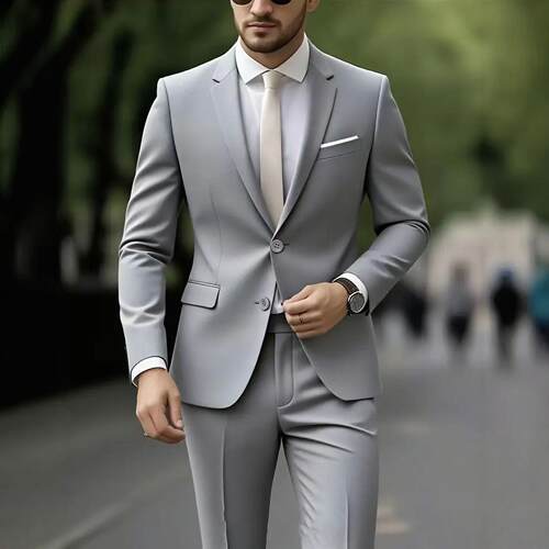 2026新款男士修身西服套装商务休闲婚礼伴郎西装两件套韩版潮流