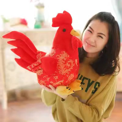 婚庆红色鸡毛绒玩具压床公仔小鸡玩偶公鸡母鸡布娃娃结婚抱鸡礼物