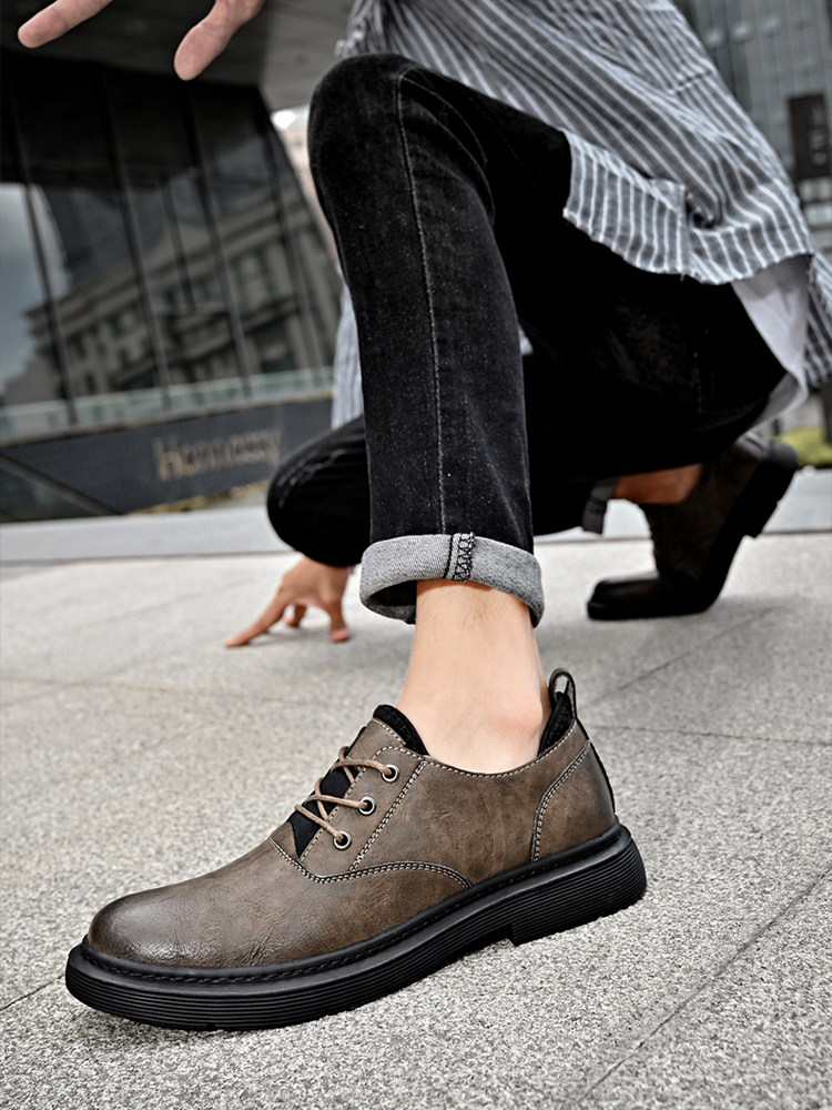 HUAGANG CAMEL LEATHER SHOES MENS GENUINE LEATHER SOFT-SOLED MENS FORMAL WEAR BUSINESS CASUAL SHOES BRITISH STYLE THICK-SOLED WEDDING GROOM SHOES