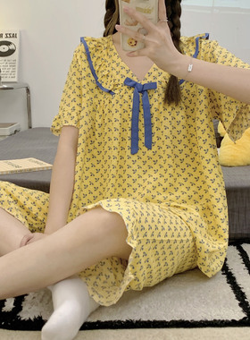 短袖棉绸睡衣女春秋季洋气2025新款空调家居休闲服甜美学生套装