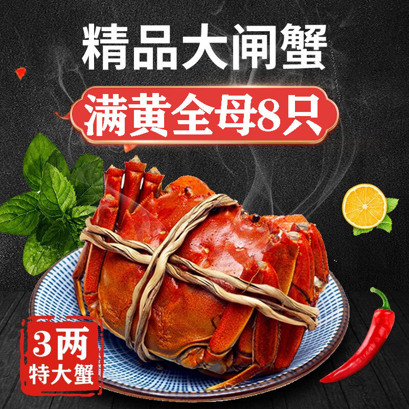 【3.0-3.5两8只】活蟹全母苏州螃蟹鲜活大闸蟹河蟹大螃蟹特大新鲜