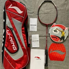 李宁啸天林N90一代羽毛球拍，林丹N901老标彩钉双钢国行 全碳素