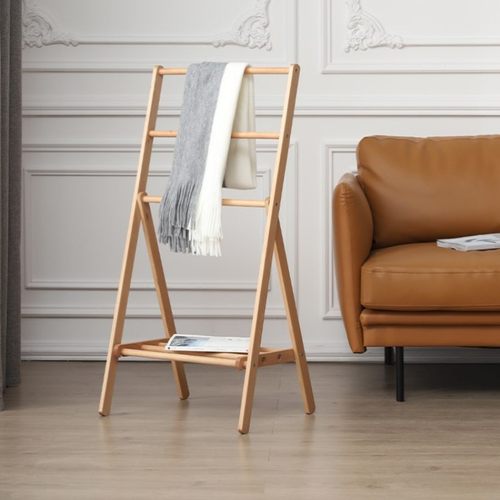 可折叠落地衣架榉木隔夜衣收纳架
