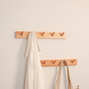 实木挂钩木质挂衣钩入户门卧室门壁挂免打孔墙面试衣间一排衣帽钩