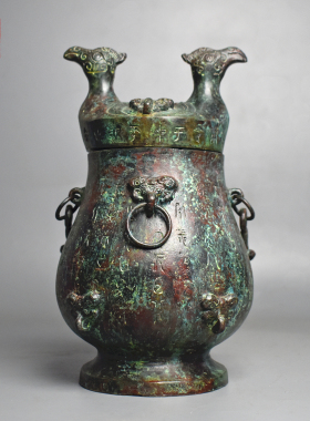 青铜器双凤提梁壶铜鬲仿古盛酒器