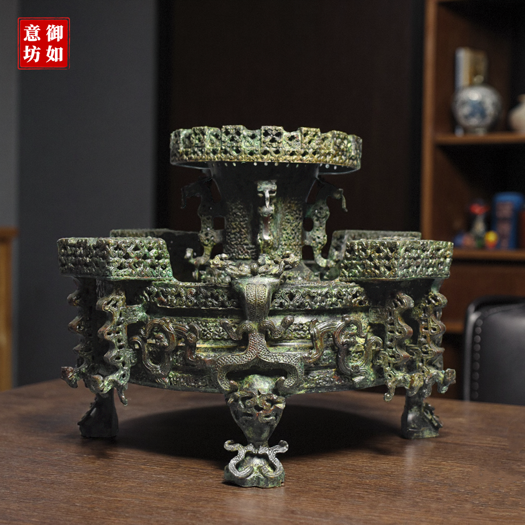 纯铜曾侯乙尊盘御尊古盛酒器高档商务礼品仿古青铜器摆件古玩收藏