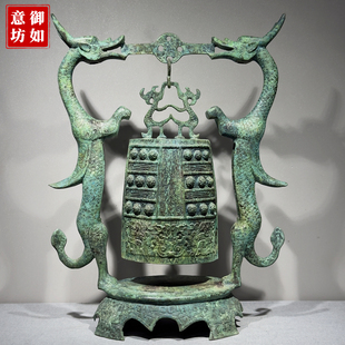 仿古青铜器双龙编钟铜编钟挂钟乐器龙钟家居饰品办公室摆件工艺品