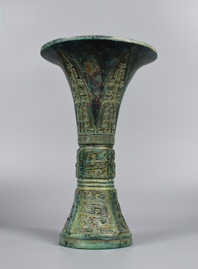 青铜器花觚天觚兽面纹饰插花瓶