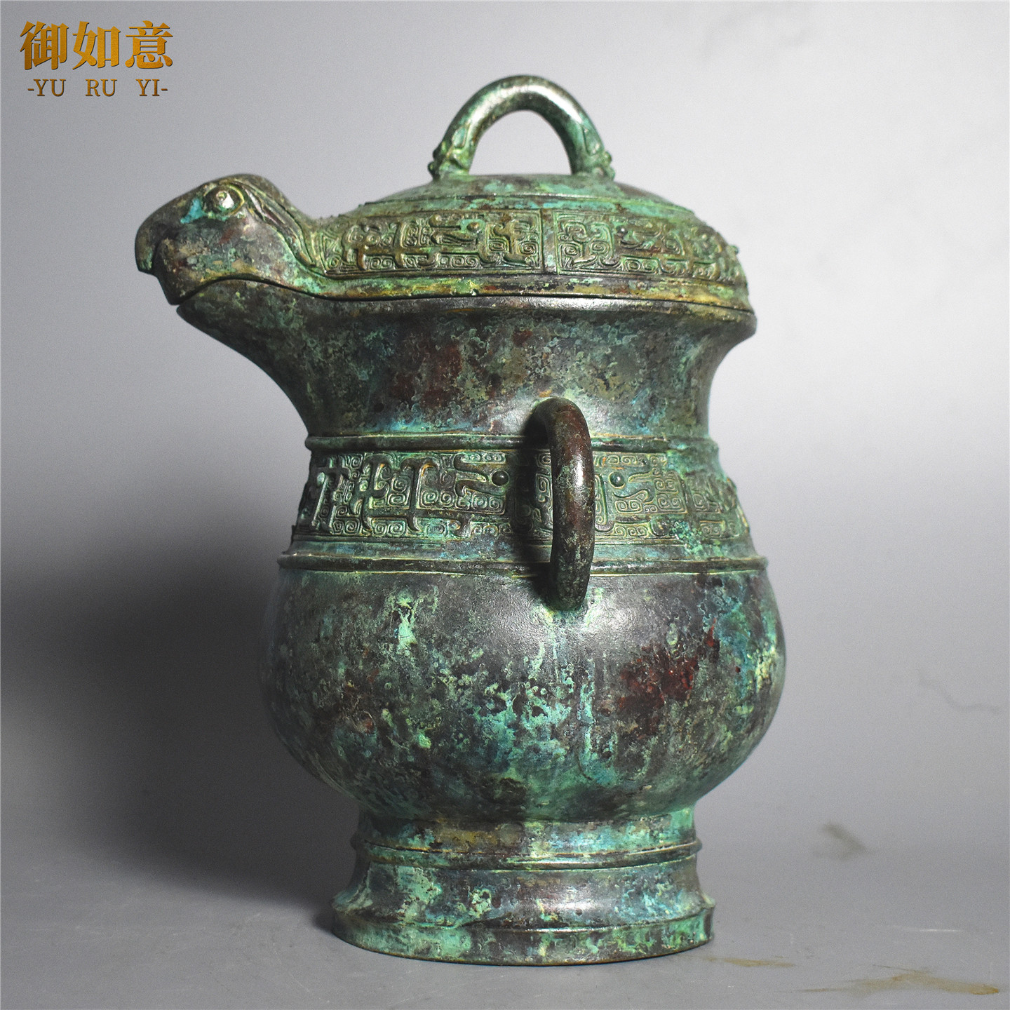 仿古青铜西周兔首觯摆件