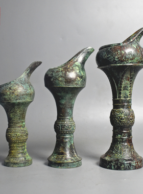 青铜器云雷纹顶流觚分酒器酒具