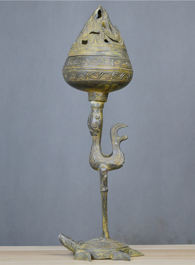 博山炉仙鹤工艺品摆件仿古青铜器