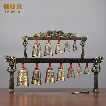 中式合金演奏乐器青铜器仿古曾侯乙双层编钟模型摆件婚庆影视采耳