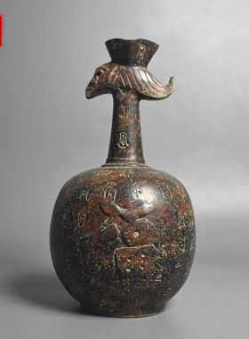 青铜器仿古龙纹福瓶龙壶掷壶