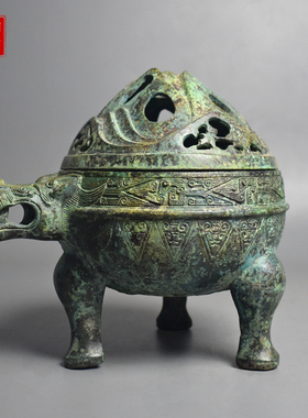 青铜器仿古兽头博山炉瑞兽熏香炉