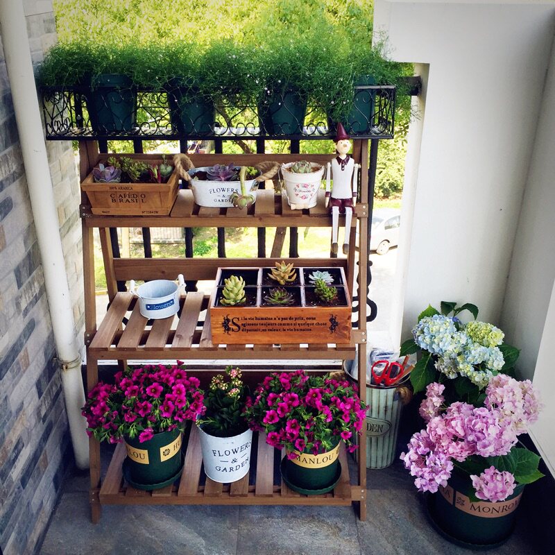 田园多层折叠花架实木组装 简约多肉花盆架子木质 绿萝 阳台客厅在类目 住宅家具, 架类, 花架/花几中 - 来自Buy2taobao.com提供专业的淘宝代购服务