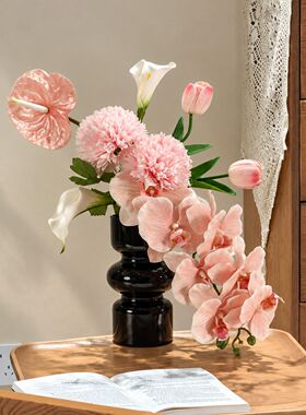 浅棠风花束粉色系仿真花客厅装饰摆件持久不凋谢营造温馨家居氛围