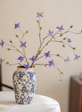 侘寂风仿真花假花摆设长枝百合摆件客厅餐桌枯枝干花禅意装饰花艺