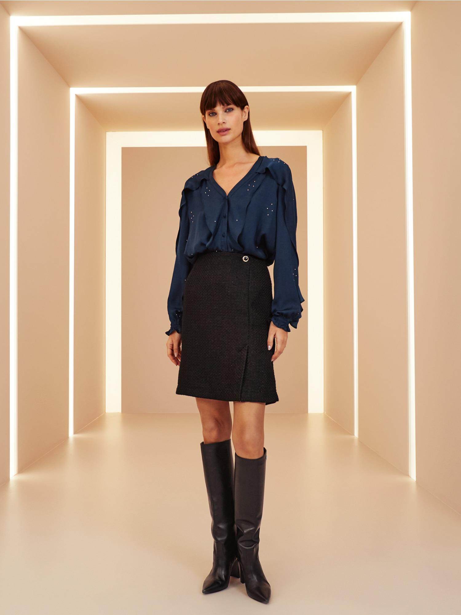 原单货德国轻奢梅凯en精致海岛丝v领直筒飞飞袖宽松直筒女士衬衫