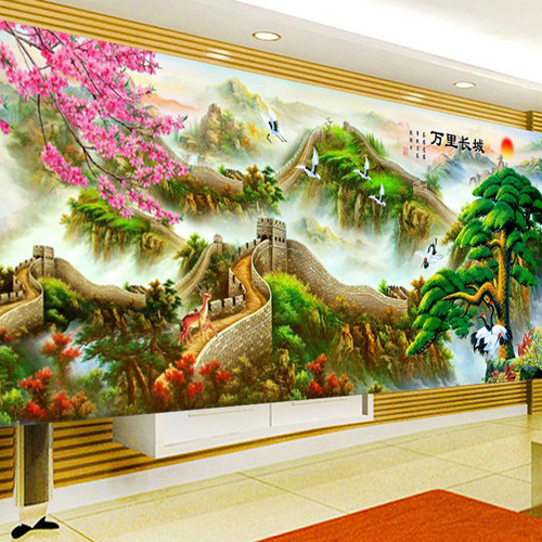 满钻新款万里长城山水风景钻石画