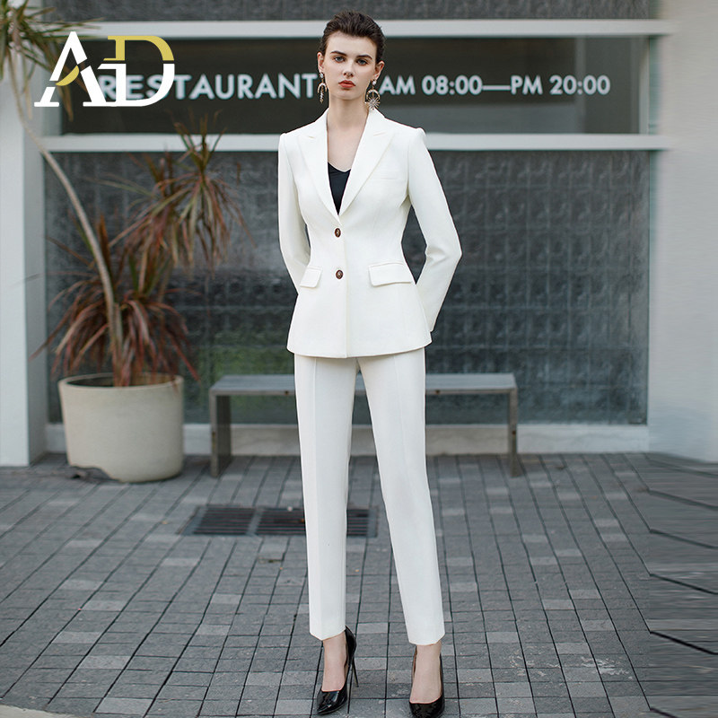 AD白色西装外套女2023新款秋冬职业装套装高端商务律师经理工作服