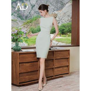 AD夏季女士无袖连衣裙女高级感轻奢包臀裙中长款修身职业背心裙子
