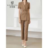 气质干练通勤正装 职业套装 西装 短袖 高端酒店金店工作服ol 女夏时尚