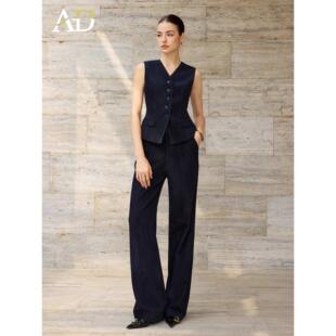 AD简约气质V领马甲上衣女2025新款内搭时尚职业装套装设计感马夹