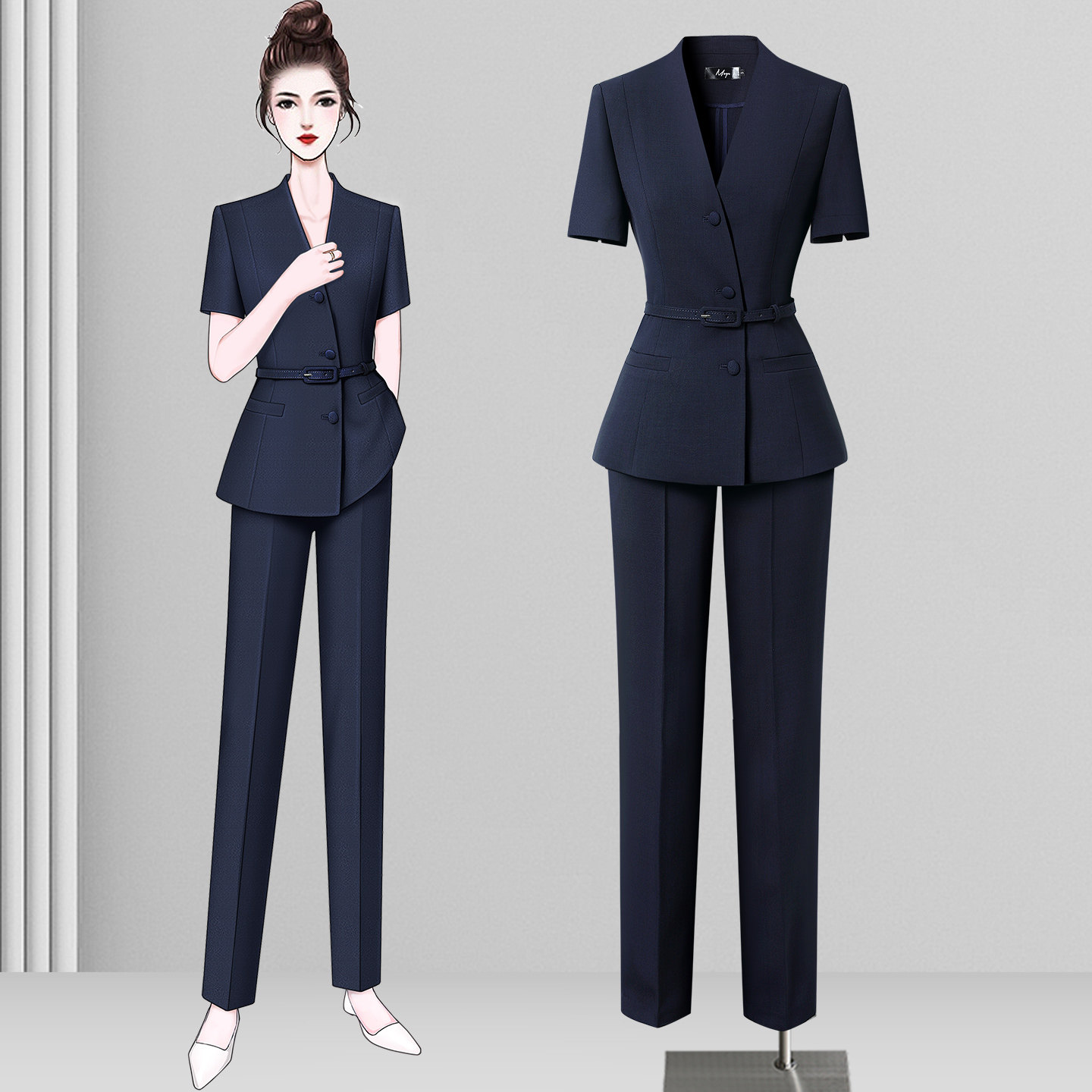 夏季西装套装女薄款收腰时尚修身气质通勤正装高端职业气质工作服