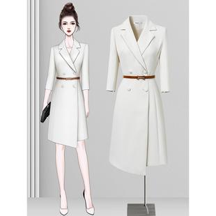 春秋职业西装连衣裙女高级感播音主持艺考正装气质通勤收腰西装裙