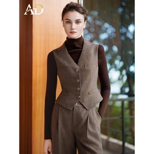 AD法式复古西装马甲女2025新款秋冬高级感修身英伦上衣羊毛马甲