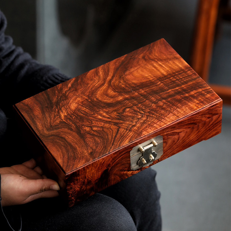 海南黄花梨首饰盒实木质高档独板榫卯收纳盒降香黄檀珠宝盒饰品盒