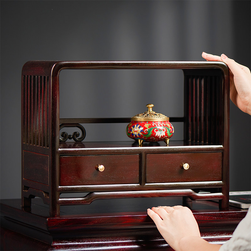 小叶紫檀桌面实木茶壶架摆件图片