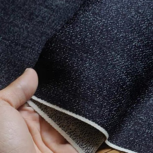 高品质特深蓝灰瑞士胡椒盐牛仔布料冈山赤耳加厚做裤子衣服红边布